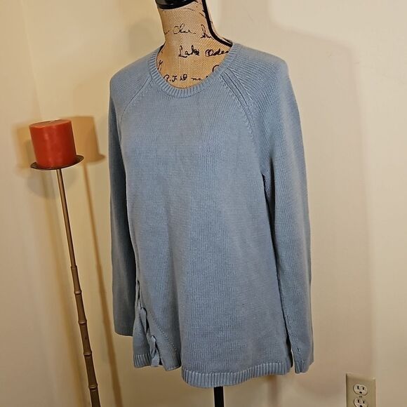 Rock & Republic blue gray knit sweater with front detail size Large - Picture 4 of 10